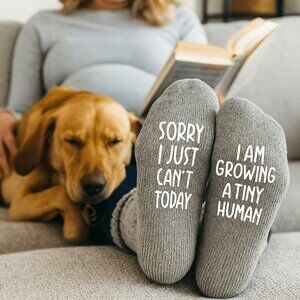 Non-Slip Pregnancy Socks, "Sorry I just Can't Today, I am growing a tiny human"